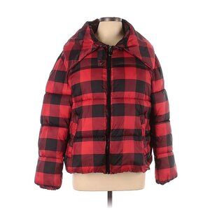 Kendall + Kylie Red Black Buffalo Plaid Puffer Coat Size Large